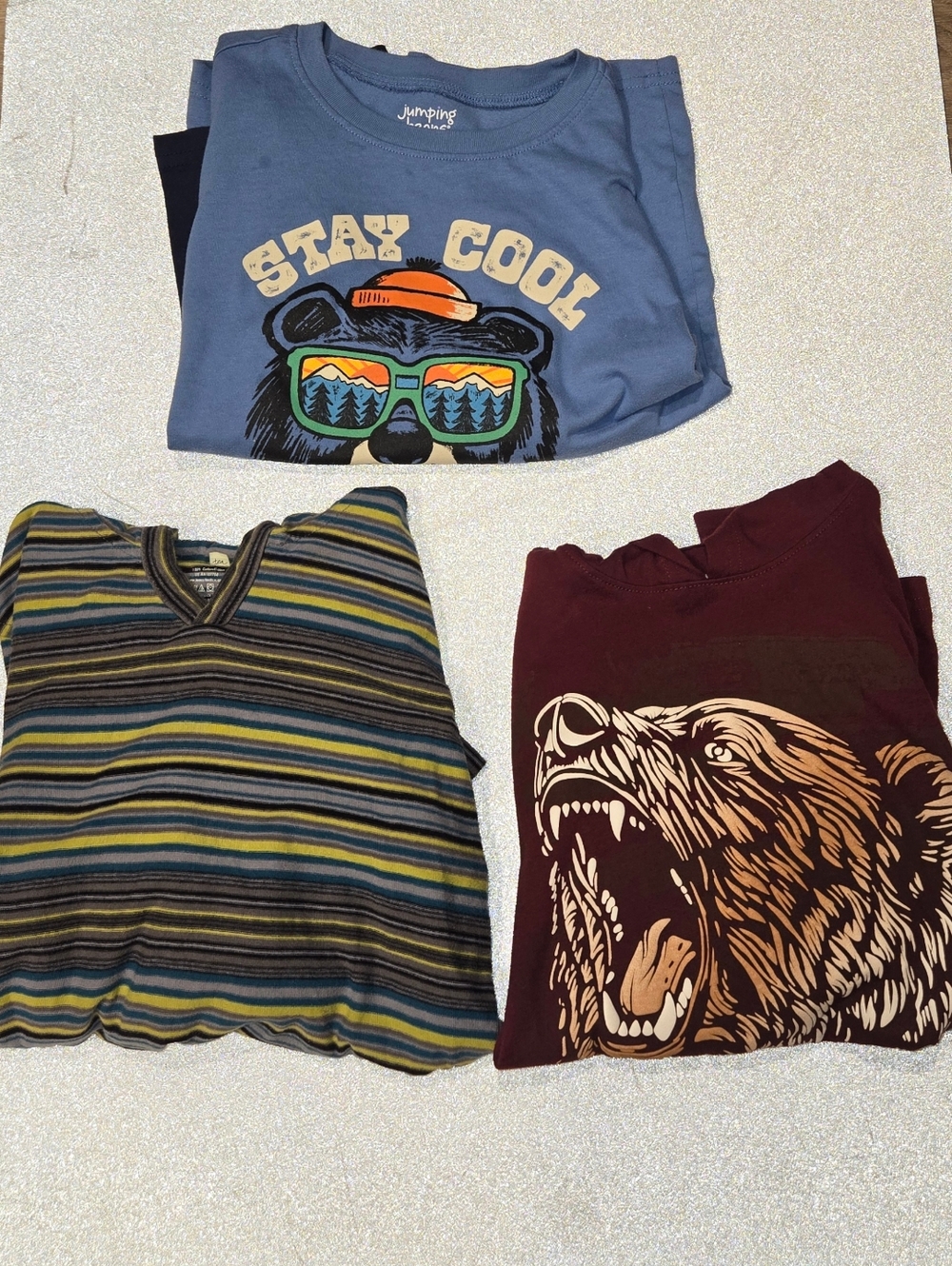 Preowned Good Conditon Boys LS Stripe/Graphic Shirt Tops Bundle Size-7 & 7/8